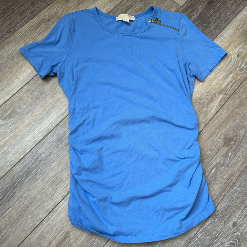 Blue Michael Kors Zipper T-Shirt